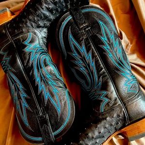 Ariat Trever Brazile Relentless boots full quill ostrich